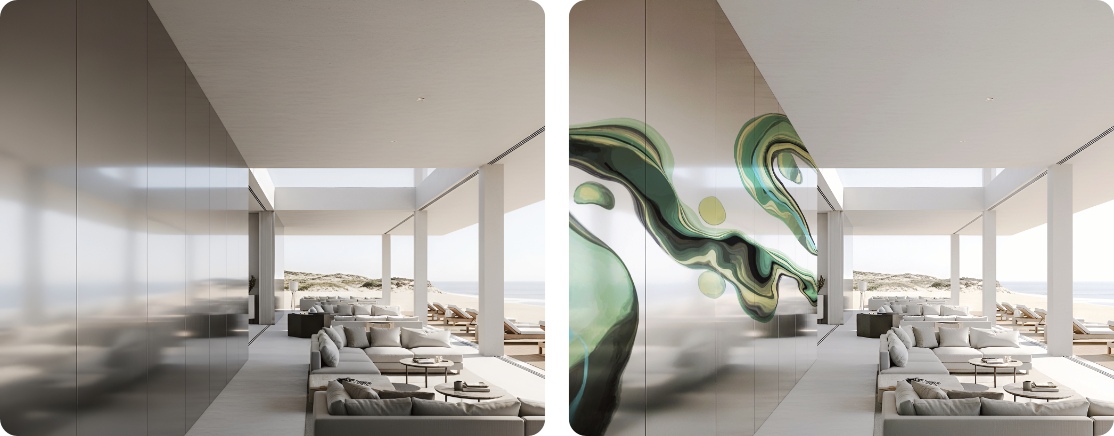 Metal Wall Mural Design for Beachfront Architecture Visualization